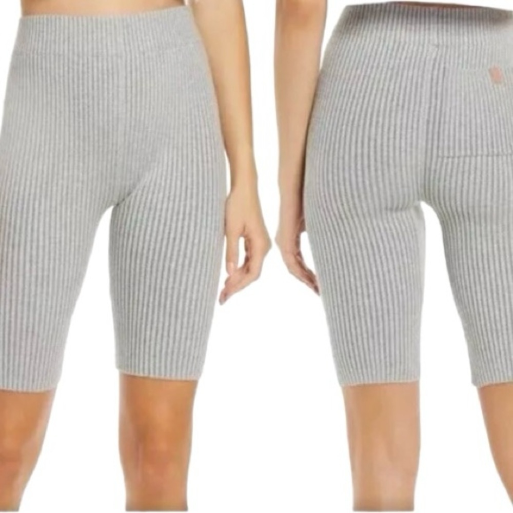 LUNYA Cotton Silk Ribbed Bike Womens Shorts Size Small Color Meditative Grey NEW
